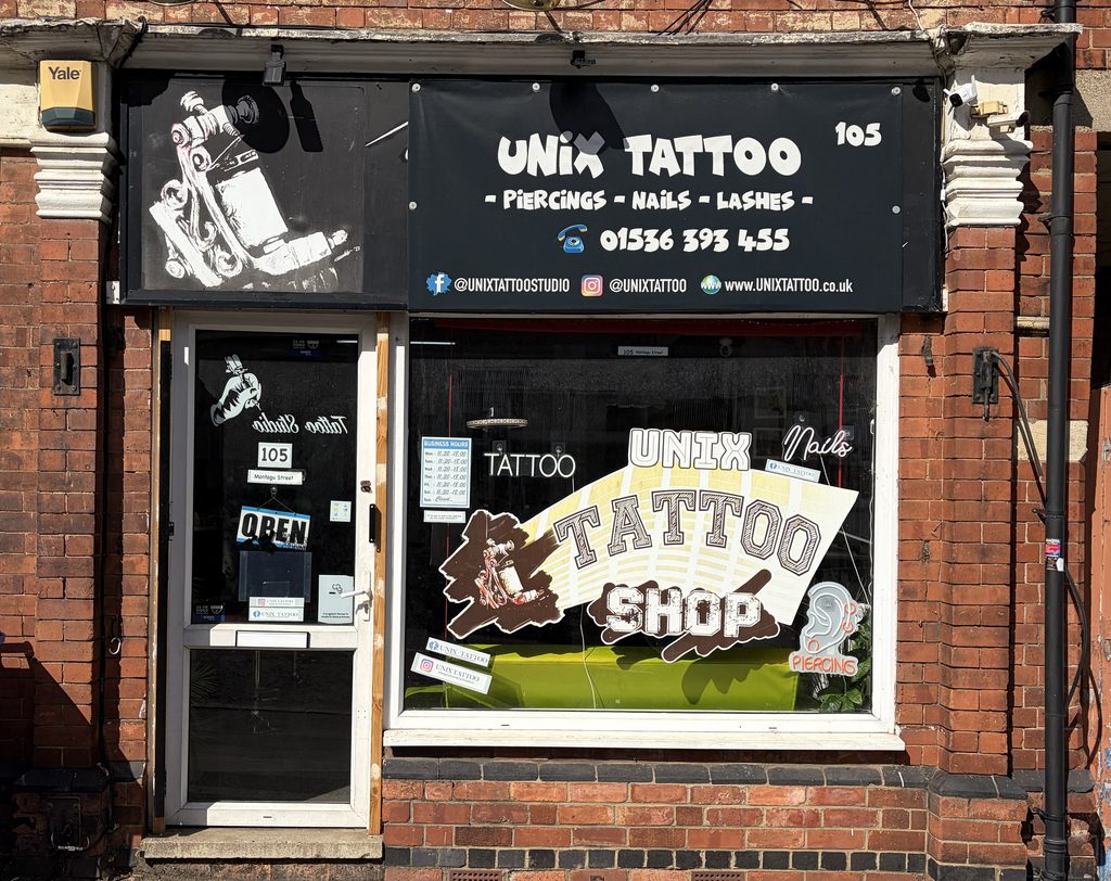 UniX Tattoo & Piercing tattoo studio exterior in Kettering
